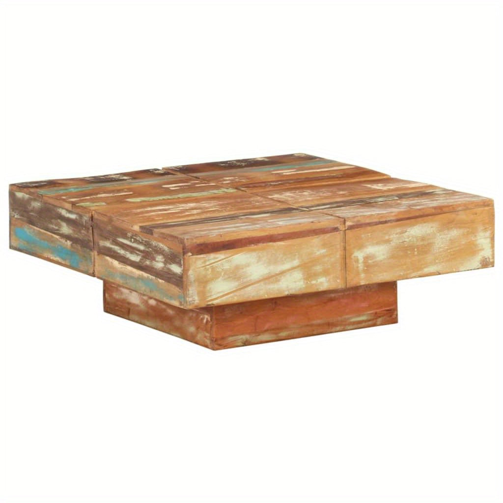 Table basse carrée en bois massif recyclé 80x80x28 cm