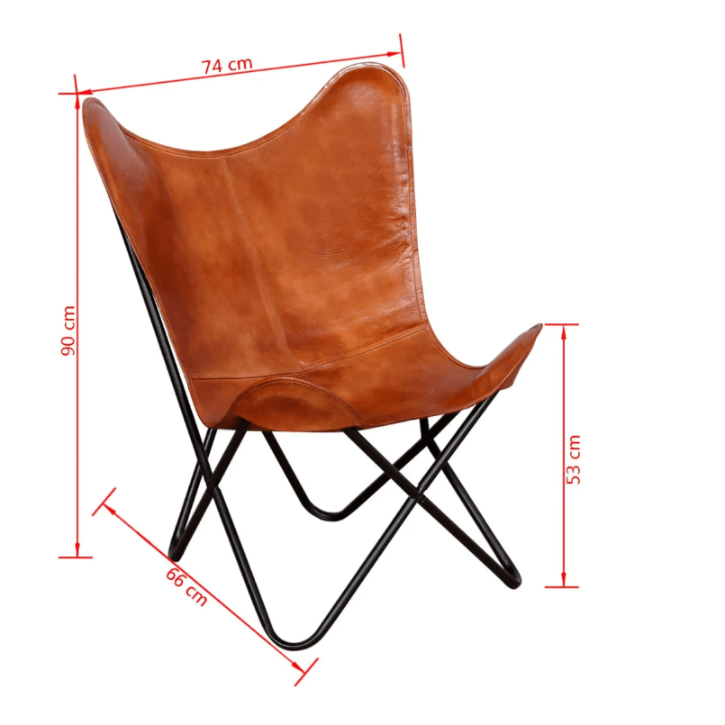 Vue latérale du fauteuil papillon marron