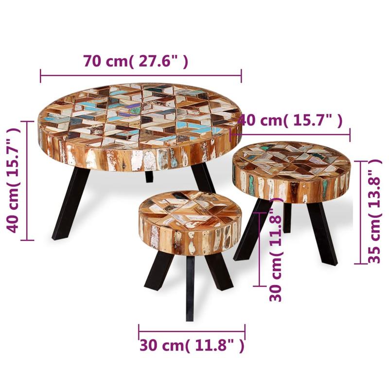 Vue de l'ensemble 3 pièces de tables basses